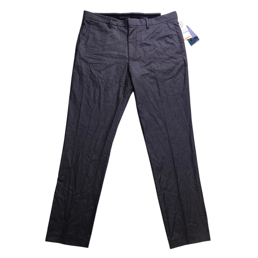 Perry Ellis Dress Pants Mens 36x32 Gray Slim Fit Portfolio Non-Iron Office